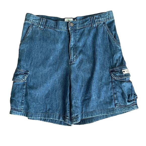 Vintage90s Calvin Klein Cargo Denim Shorts Size 10 - Picture 2 of 7